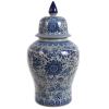 Red Lantern 18" Floral Blue & White Porcelain Temple Jar view 1