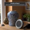 Red Lantern 18" Floral Blue & White Porcelain Temple Jar view 3