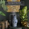Red Lantern 18" Floral Blue & White Porcelain Temple Jar view 4