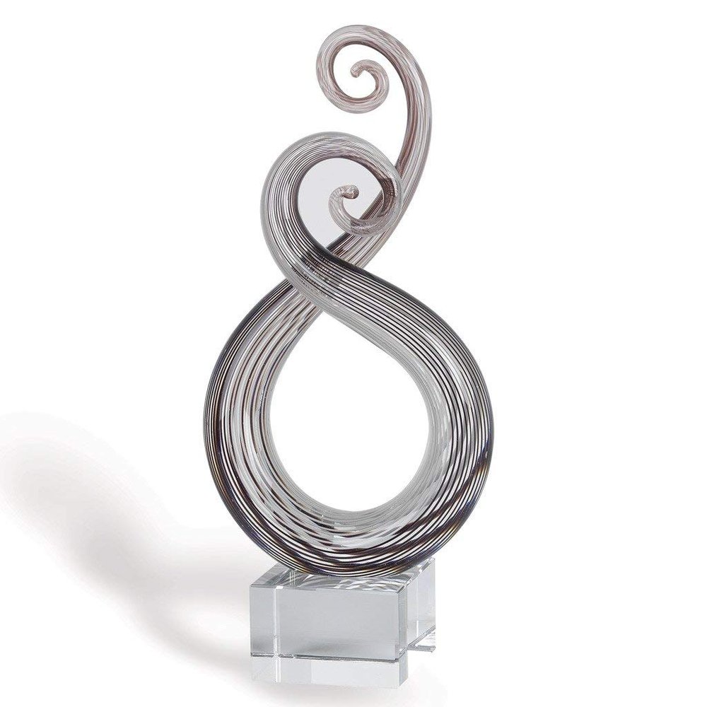 Badash Entangle Murano-Style Art Glass Centerpiece - 10" Tall Mouth-Blown Glass Sculpture on Crystal Base - Contemporary Home Decor Accent Piece