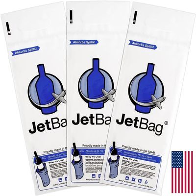 JetBag Bold - Wine Bags for Travel, 3 Pack Reusable Wine Bottle Travel Protector Bags - The Original Absorbent Wine Travel Bag for Suitcase & Airplane, Leak Proof Wine Sleeves for Travel, Made in USA