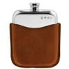 English Pewter Company 6oz Pewter Liquor Hip Flask with Luxury Brown Leather Pouch [PLF01] view 1
