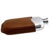 English Pewter Company 6oz Pewter Liquor Hip Flask with Luxury Brown Leather Pouch [PLF01] view 2