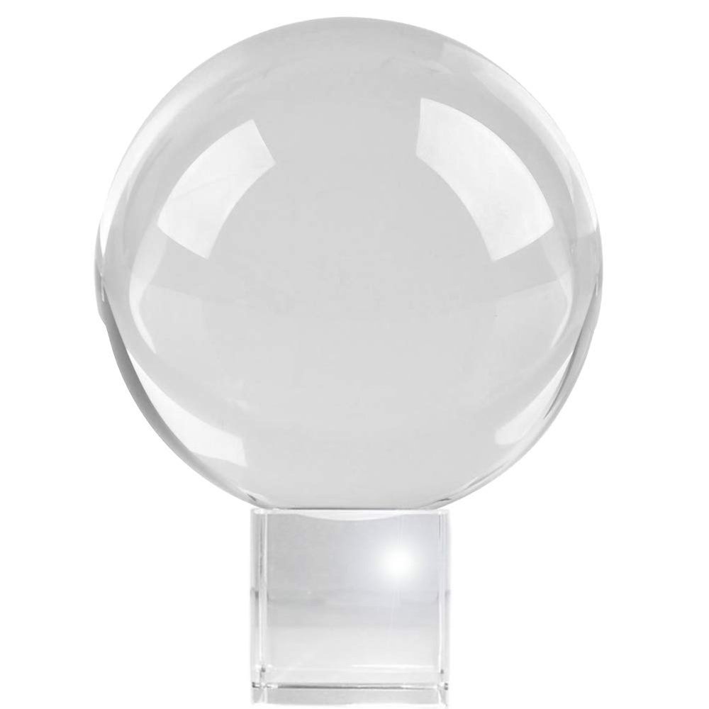 Amlong Crystal Meditation K9 Crystal Ball 3.25 inch (80mm) Diameter for Photography, Lensball, Decorative Ball with Free Crystal Stand and Gift Box, Clear