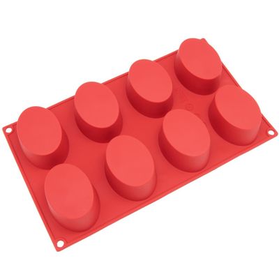 Freshware 8-Cavity Oval Silicone Mold for Soap, Cake, Bread, Cupcake, Cheesecake, Cornbread, Muffin, Brownie, and More