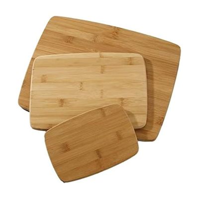 Farberware 3-Piece Kitchen Cutting Board Set, Reversible Chopping Boards for Meal Prep and Serving, Charcuterie Board Set, Wood Cutting Boards, Assorted Sizes, Bamboo