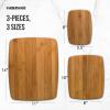 Farberware 3-Piece Kitchen Cutting Board Set, Reversible Chopping Boards for Meal Prep and Serving, Charcuterie Board Set, Wood Cutting Boards, Assorted Sizes, Bamboo view 4