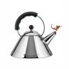 Alessi 9093REX B Tea Rex - Design Kettle with Handle and Dragon-Shaped Whistle, Stainless Steel Mirror Polished and PA, Black and Copper Metallic Finish view 1