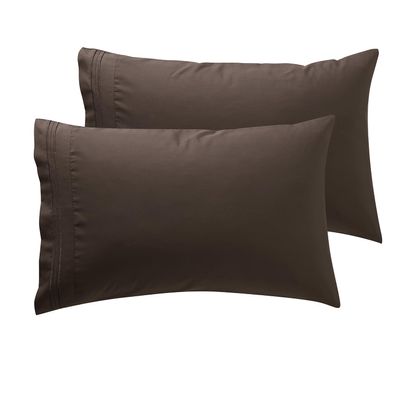 Nestl Brown Microfiber Queen Pillow Cases Set of 2, 20x30 Inches