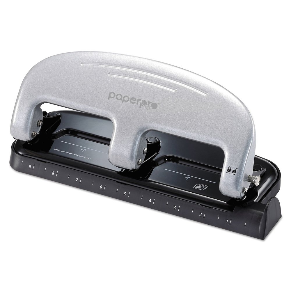 Bostitch Office EZ Squeeze 3-Hole Punch, 20 Sheet Capacity, Reduced Effort, No Jam Technology, Silver