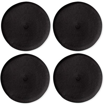 tag 15 in. Round Handwoven Placemats Set of 4 in Black Color Dinner Table Round Place Mats Home Dining Dinner Kitchen Table Dcor Decoration Black