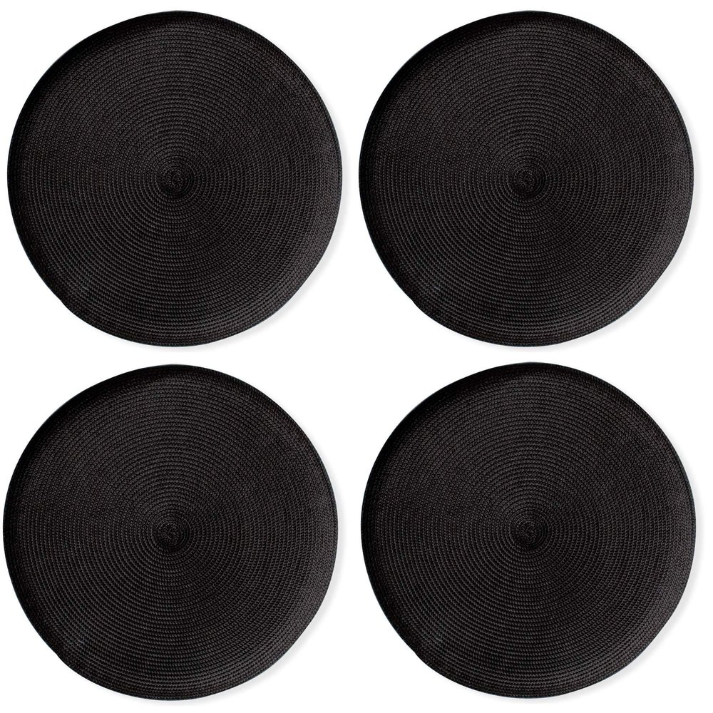 tag 15 in. Round Handwoven Placemats Set of 4 in Black Color Dinner Table Round Place Mats Home Dining Dinner Kitchen Table Dcor Decoration Black