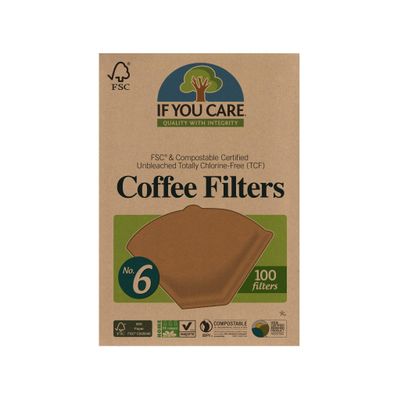 If You Care Unbleached Coffee Filters, #6 - 100 Count (Pack of 1)  Cone Shaped, All Natural, Biodegradable, Compostable, Chlorine Free