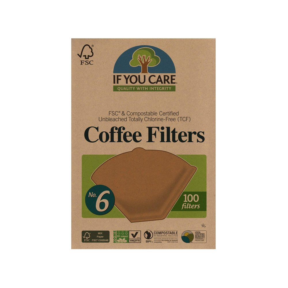 If You Care Unbleached Coffee Filters, #6 - 100 Count (Pack of 1)  Cone Shaped, All Natural, Biodegradable, Compostable, Chlorine Free