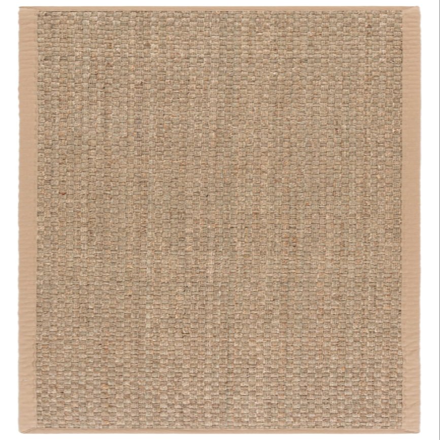 SAFAVIEH Natural Fiber Collection Runner Rug - 2'6" x 6', Natural & Beige, Seagrass, Basketweave Pattern with Border (NF114A)