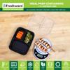 Freshware Meal Prep Containers [25 Pack] 3 Compartment with Lids, Food Storage Containers, Bento Box, Stackable, Microwave/Dishwasher Safe (32 oz) view 2