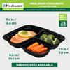 Freshware Meal Prep Containers [25 Pack] 3 Compartment with Lids, Food Storage Containers, Bento Box, Stackable, Microwave/Dishwasher Safe (32 oz) view 4