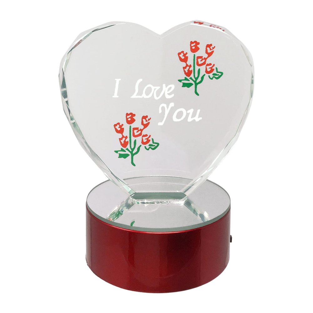 BANBERRY DESIGNS I Love You Etched in a Heart on LED Base - Color-Changing Lights - Love Gift for Mom, Wife, Husband Boyfriend Girlfriend - Measures 4" X 3"