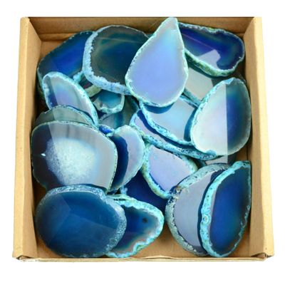 FHNP367 30 Pieces Agate Slices Stone Slab 2"-3" in Length for Wedding Name Cards Namecards Place Cards - Blue