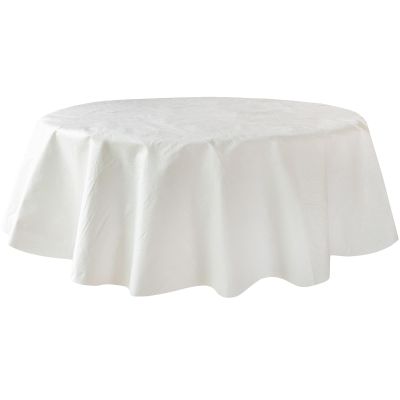 Benson Mills Deluxe Heavy Duty Vinyl Table Pad, Premium Table Protector, Waterproof with Flannel Backing, Quilted Design and Customizable (Off-White, 70" Round)