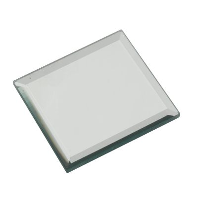 Biedermann & Sons 6-Count Square Glass Candle Plates Beveled Pillar Candleholders, 4" SQ, Mirrored