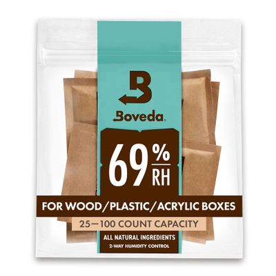 Boveda 69% Two-Way Humidity Control Packs For Plastic and Wood Containers Size 60  4 Pack  Moisture Absorbers  Humidifier Packs  Hydration Packets in Resealable Bag