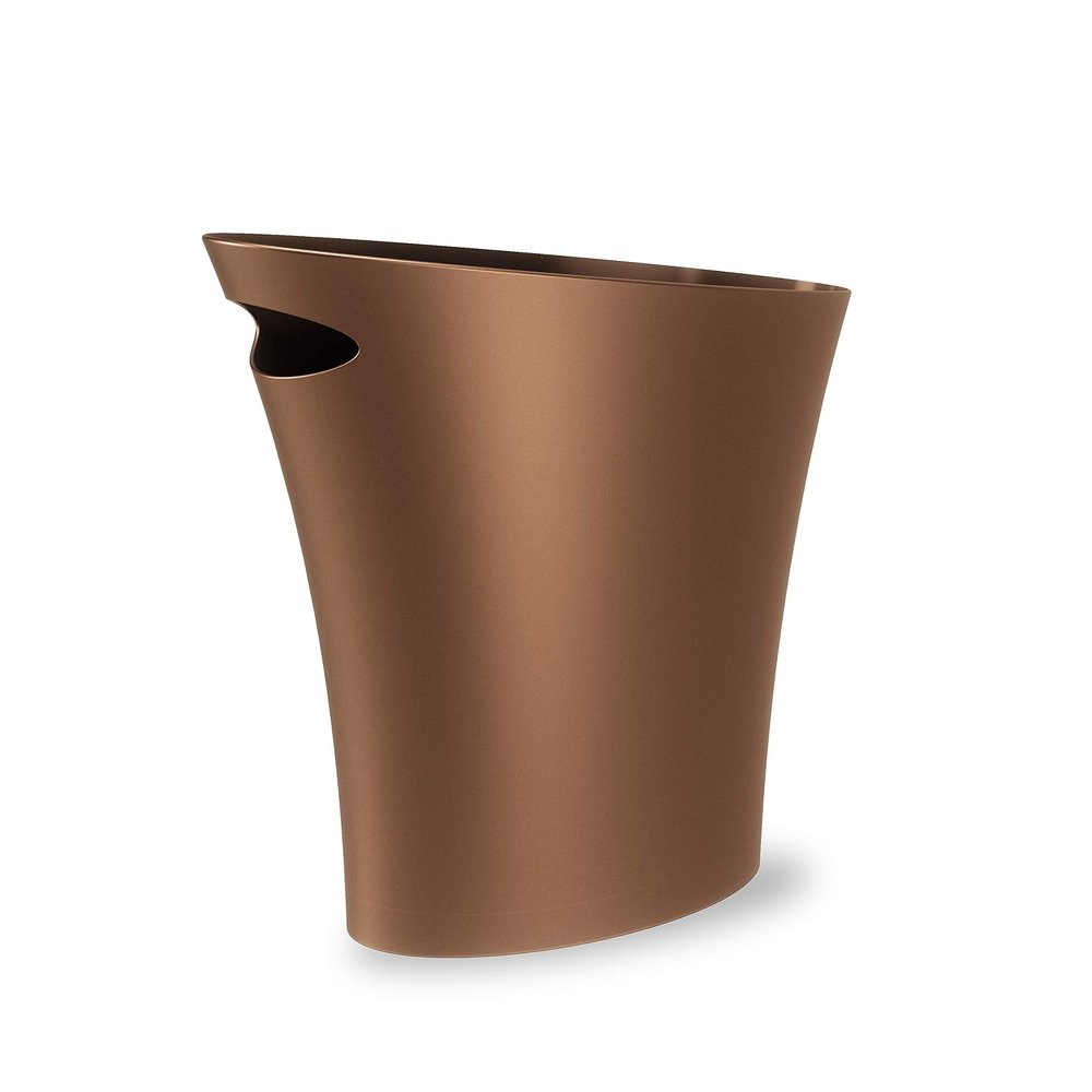Umbra Skinny Sleek & Stylish Bathroom Trash Can, Small Garbage Can, Wastebasket for Narrow Spaces at Home or Office, 2 Gallon Capacity, Bronze