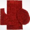 BH Home & Linen 3-Piece Ultra-Soft Shiny Chenille Mixed Microfiber Bath Mats Set. Large Mat 19.5" x 31", Contour Mat 19.5" x 17.5", Lid 20" x 18" (Red) view 1