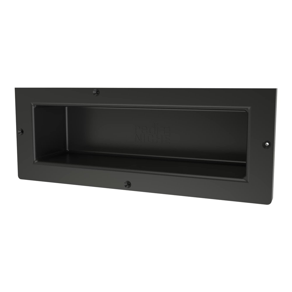 Tile Redi USA Niche Single Recessed Shower Shelf  Black, One Inner Shelf, 16-Inch Width x 6-Inch Height x 4-Inch Depth (RN166S-BI)