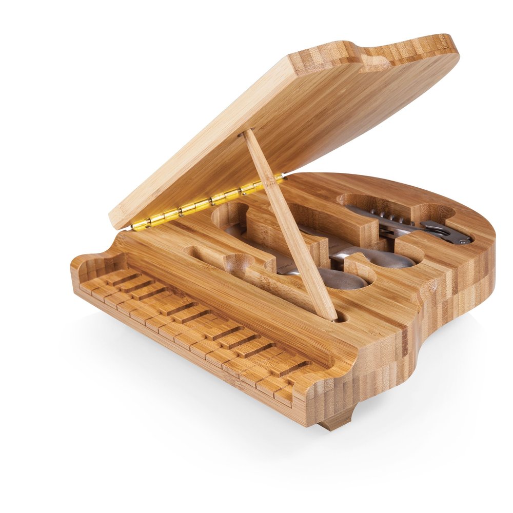 TOSCANA - a Picnic Time brand Piano Cheese Board & Knife Set, Novelty Charcuterie Board with Cheese Knife Set, Cheese Boards Charcuterie Boards, (Bamboo)