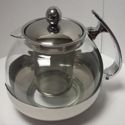Stainless Steel Glass TEA POT Teapot w. Stainless steel Strainer filter 700ML