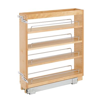 Rev-A-Shelf 5" Pullout Kitchen Cabinet Storage Organizer Slide Out Pantry Spice Rack with Adjustable Shelves for 5.5" W Cabinet Opening, 448-BC-5C