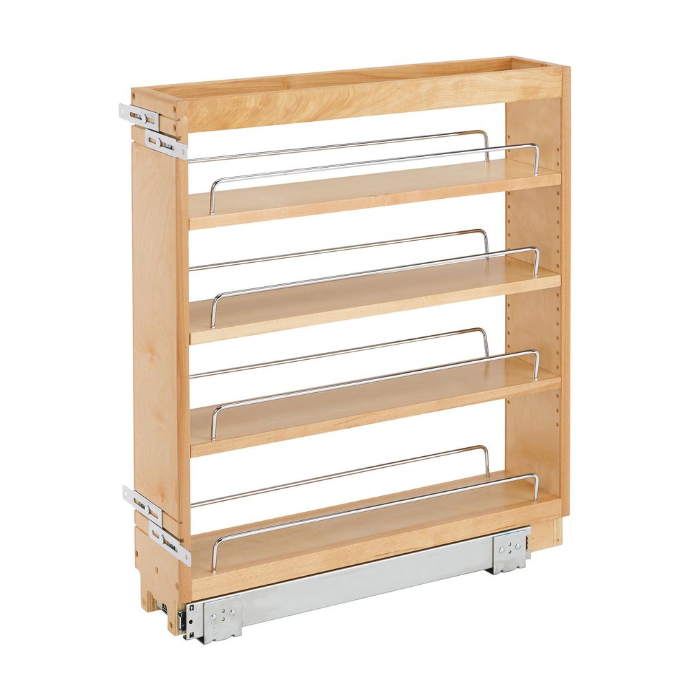 Rev-A-Shelf 5" Pullout Kitchen Cabinet Storage Organizer Slide Out Pantry Spice Rack with Adjustable Shelves for 5.5" W Cabinet Opening, 448-BC-5C