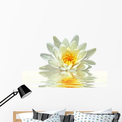 Wallmonkeys Lotus Flower Floating Water Wall Decal Peel and Stick Graphic (48 in W x 32 in H) WM116828