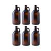 FastRack 1/2 Gallon Amber Growlers (Case of 6), 64oz, Brown with 6 Polyseal Caps view 1