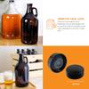 FastRack 1/2 Gallon Amber Growlers (Case of 6), 64oz, Brown with 6 Polyseal Caps view 4