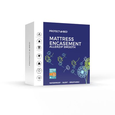 Protect-A-Bed, Allerzip Mattress Encasement, 11 - 18 Height, Waterproof, Zippered, 6-sided, Queen