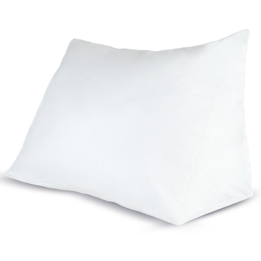 Wedge Pillow Down Alternate Back Pillow with Removable Cover for Easy Cleaning for Reading, Acid Reflux, and More by Lavish Home (White)