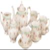 Gracie China by Coastline Imports Vintage Green Rose Porcelain 11-Piece Tea Set, Green view 1