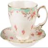 Gracie China by Coastline Imports Vintage Green Rose Porcelain 11-Piece Tea Set, Green view 3