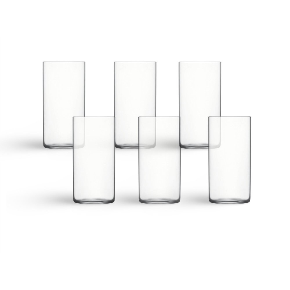 Luigi Bormioli Top Class 11.75 oz Highball Glasses, Set of 6 - Italian Tall Drinking Glasses for Cocktails, Water, Juice - Durable Lead-Free Crystal Drinkware with Reinforced Rims, Modern Glassware