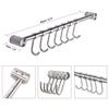 eForwish 304 Stainless Steel Kitchen Utensil Racks with 7 Sliding Hooks Hangers Wall Mounted 15" view 2