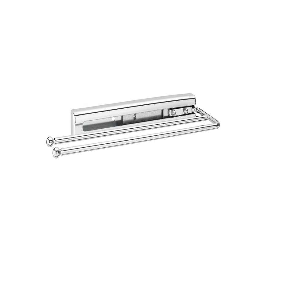 Rev-A-Shelf Under Sink Cabinet Kitchen Bathroom Prong Pullout Extendable 2 Prong Standard Size Towel Bar Organizer, Chrome, 563-51-C
