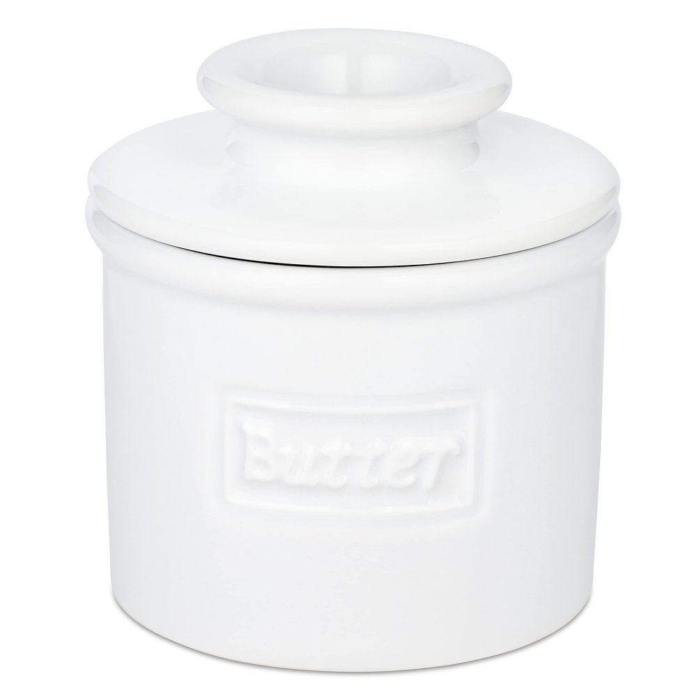 Butter Bell - The Original Butter Bell crock by L Tremain, a Countertop French Ceramic Butter Dish Keeper for Spreadable Butter, Caf Matte & Retro Collection (BBCCWHT)