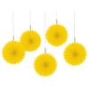 Amscan Pretty and Fun Hanging Round Mini Fan Party Decoration, Sunshine Yellow, Paper, 6", Pack of 5 view 1