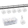 BEAVO Shower Curtain Hooks, Home Decorative Rustproof Shower Curtain Hooks Resin Rose Flower Shower Hooks Rings for Bathroom Shower Rods Curtains,Set of 12 Hooks (White) view 1