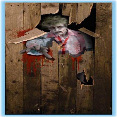 Forum Novelties Photo-Realistic Zombie Door Cover, Multicolor