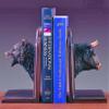 Bronze Plated Electroplated Bear and Bull Head Bookends Figurines Statues view 1