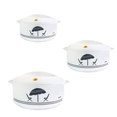 Cello Chef Super 3 pcs Insulated Hot Pot Casserole Gift Set 2300ml, 784ml, 1250ml (White)