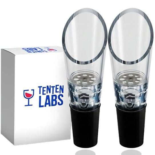 TenTen Labs Premium Wine Aerator Pourer Spout (2-Pack) Rich Bubbles for Improved Flavor & Aroma Wine Accessories for Wine Lovers with No-Drip Design Perfect Gifts for Women and Men Black